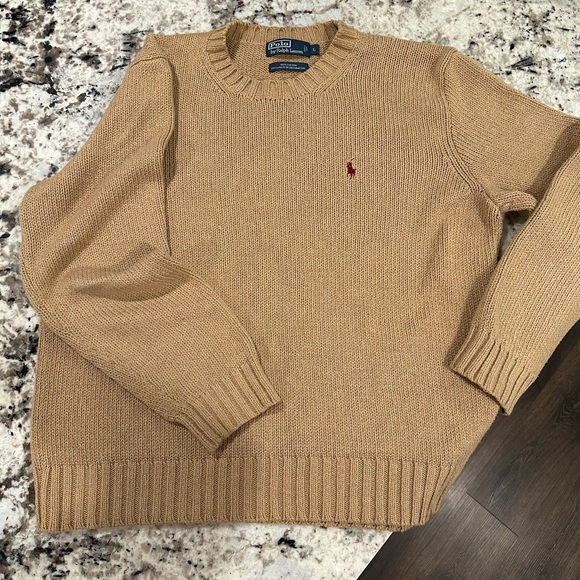 Men's Polo by Ralph Lauren tan heavyweight crew neck sweater